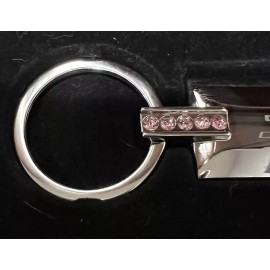 DODGE CHALLENGER Jeweled Rectangular Silver Key Ring Pink Jewels NEW IN BOX