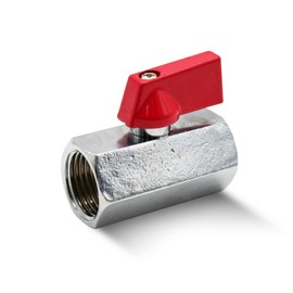 DOJA Barcelona Mini Ball Valve, Pack of 2, Blue & Red, 1/4 Inch, Female Thread, Mini Shut-off Valve, Chrome-Plated Brass, Mini Shut-off Valve for Tanks, Outdoor Valve, Water Connections, etc.