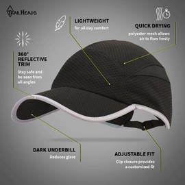 TrailHeads Reflective Running Cap | A Quick Dry Hat for Men | The Flashback 360 Sports Cap - 2 Colors