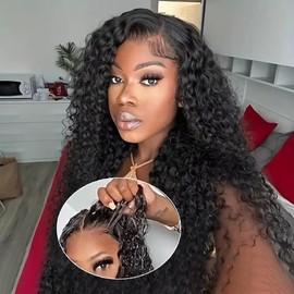 Deep Wave Glueless Wig Pre-Cut 9x6 Lace Closure Wig 180% Pre-Plucked Natural Wave Wear Go Glueless Curly Human Hair Wigs For Women:_9x6 Glueless Wig_16 Inch