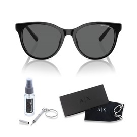 Armani Exchange AX4144SU 815887 54MM Shiny Black/Dark Grey Cat Eye Sunglasses For Women + BUNDLE WIth Designer iWear Complimentary Eyewear Kit