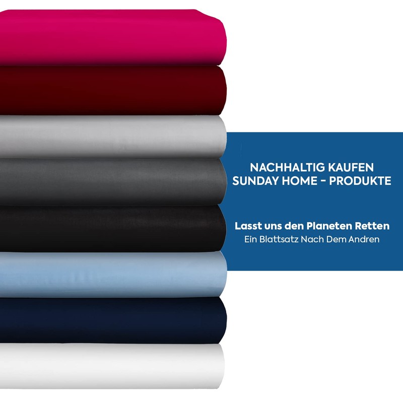 SUNDAY HOME Jersey Fitted Sheet, 100% Cotton, Pocket up to