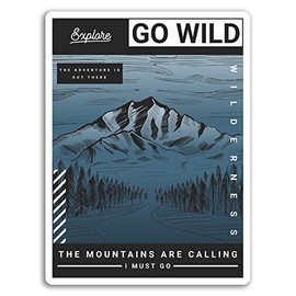 2 x 10cm Wild Mountains Vinyl Stickers - Hiking Camping Sticker Laptop #17551 (10cm Tall)