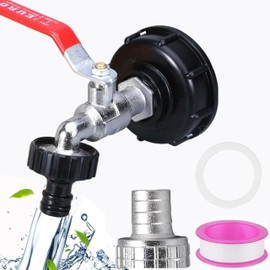 HUFHNWSO Water Tank Accessories 1000 L, Water Butt 1000 Litres, IBC Outlet Tap Tank for Container with Ball Valve 3/4 Inch, Connection Adapter