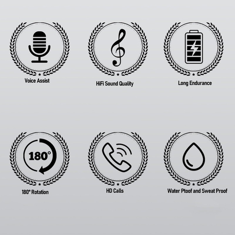 Open Ear Headphones, Wireless Earbud Noise Cancelling, Rotatable Shaft, Ergonomic