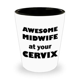 Gifts for Midwife - Awesome At Your Cervix Shot Glass Tequila Shotglass Novelty Drinkware - Midwifery International Midwives Day Labor Delivery Nurse Birth Funny Cute Gag Appreciation Idea