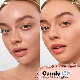 Polvo iluminador compacto Cloud Set Face Brightening Powder, suaviza, controla el brillo, cubre las ojeras y la piel irregular Polvo fijador ligero Candy (rosa brillante transparente)