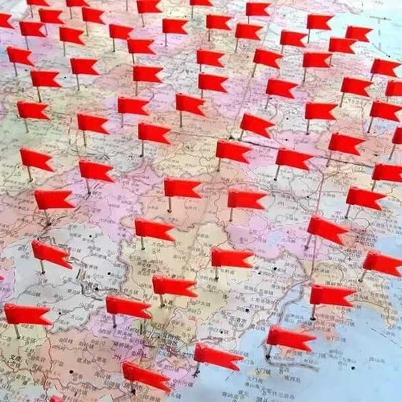 Drawing Pins 100pcs,Yellow Flag Map Push Pins,Travel Map Pins,Push Pins