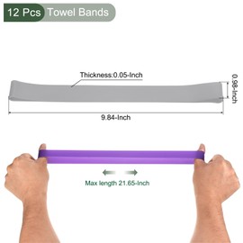YOKIVE 12 Pcs Towel Bands, Silicone Elastic Stretchable Rubber Towel Chair Clips Bands Accessories, Great for Beach Cruise Pool Chairs (Gray, 10x1-Inch)