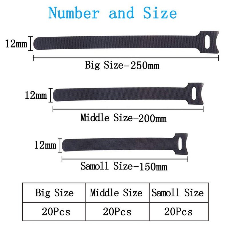 Velcro tape, Velcro tape, pack of 60 cable ties with