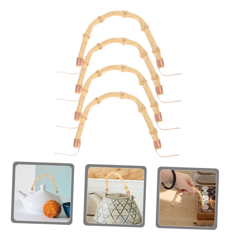 COLLBATH Ergonomic Bamboo Teapot Handle Set Heatproof Sturdy Easy to