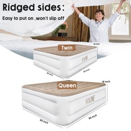 NXONE Air Mattress,Inflatable Single Airbed Luxury Double High Self Inflation Deflation Twin Air Mattress with Electric Built-in Pump, Blow Up Guest Bed for Home Portable Camping Travel,550lb