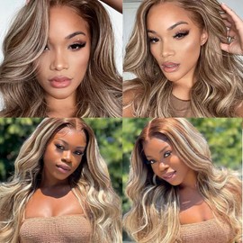 30 32 34 Inch DiexrLamx Hair Blonde Body Wave Bundles Highlight Bundles 8A Grade Peruvian Virgin Remy Hair 3 Bundles P4/613 Body Wave Hair Extensions