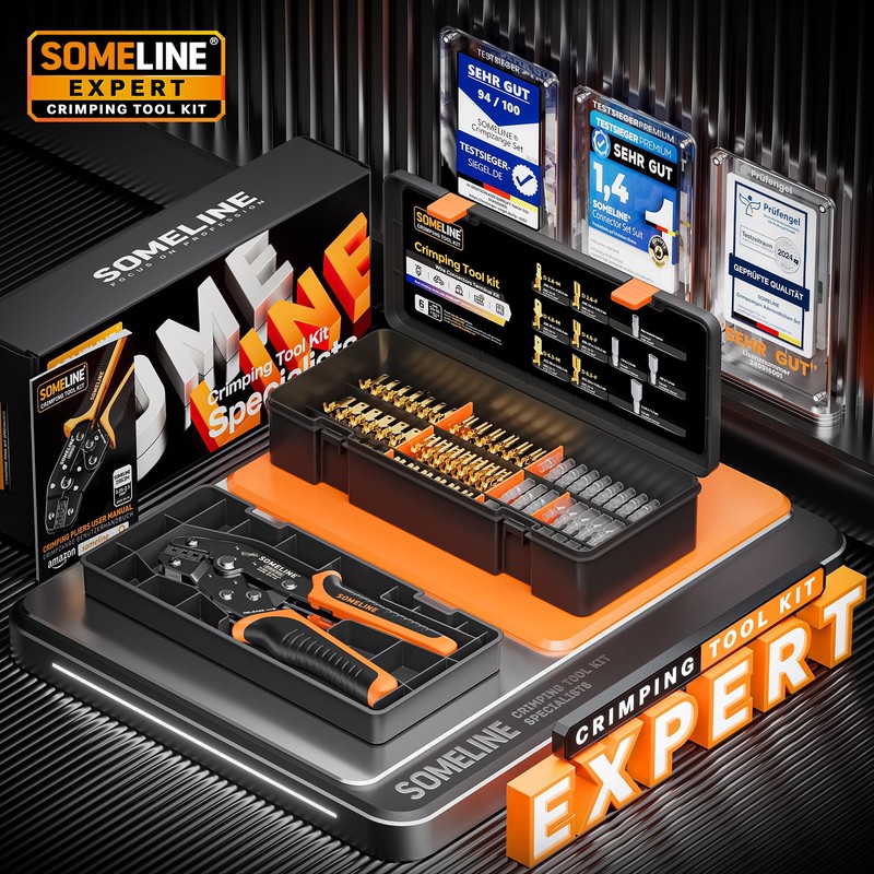 SOMELINE Open Terminal Connector Crimping Tool Kit, 2.8/4.8/6.3mm Male Female