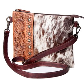 American Darling Cross Body Hand Tooled Hair on- Genuine Leather Western Women Bag Handbag Purse | Crossbody for Cute