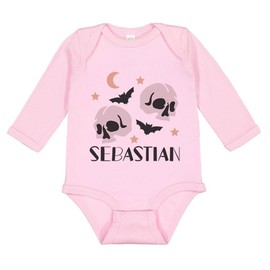 TATY Kids Spooky Bats Sebastian Long Sleeve Baby Infant One Piece Bodysuit 18 Months Light Pink