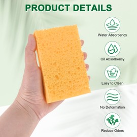 M METERXITY 6-Pack Kitchen Sponges, Condense Eco Cellulose Non-Scratch Scrub Heavy Sponge for Kitchen/Household/Bathroom, Clean Tough Messes Dish Scrubber [Beige]
