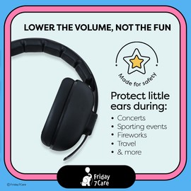 Friday 7Care Baby Headphones - Baby Ear Protection, Noise Cancelling Headphones with Adjustable Headband for Ages 0-24 Months, Black