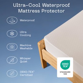 Coop Home Goods Ultra-Cool Waterproof Mattress Protector, Twin Mattress Protector, Machine Washable Cooling Mattress Cover, Whisper Quiet Bed Protector Waterproof, Cooling Mattress Protector Twin