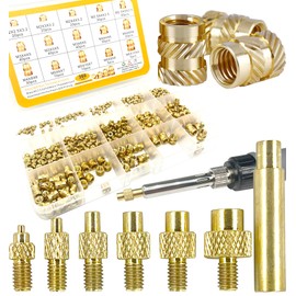 ERHT 3D Printing Brass Nuts Threaded Inserts M2 M2.5 M3 M4 M5 M6 Female Thread Metric Knurled Nuts Assortment Kit Brass Heat Set Insert for Plastic and 3D Components