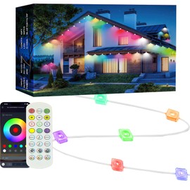 LA-HKWM Permanent Outdoor Lights,50FT with 30 RGBCW LED Smart Eave Lights,High Brightness 28800MCD,IP67 Waterproof,100 Scenes Modes for Christmas Daily Lighting,Work Control by Voice/Remote/app