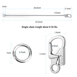 Ahiller Biker Key Wallet Chain, Heavy Duty Pocket Pant Chains with Double Locked Carabiner for Men Women (T-Silver, 1)