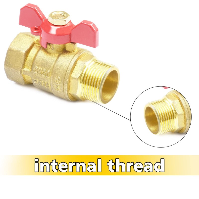 Oumuik Brass 3/4 Inch Ball Valve with Red Wing Handle