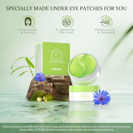 YOYORY Under Eye Patches Masks - for Fine Lines with Collagen and Hyaluronic Acid, Dark Circles,and Fade Wrinkles, puffiness Smoothing Skin Care Treatment for Women and Men, (60 Pcs) Green