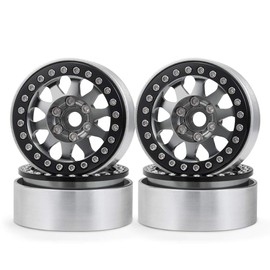 1.9 Beadlock Rims 4 Pieces Metal Wheels Rim Set for 1/10 RC Crawler Axial SCX10 SCX10 II 90046 SCX10 III AXI03007 TRX4 D90 (Titanium & Black)