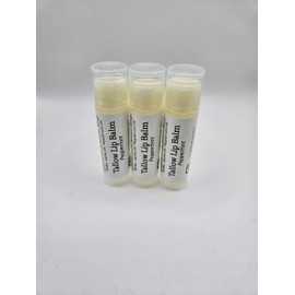 Tallow Lip Balm (3 Pack) (Peppermint) Handmade Grass Fed Beef Tallow Balm with Nourishing Oils