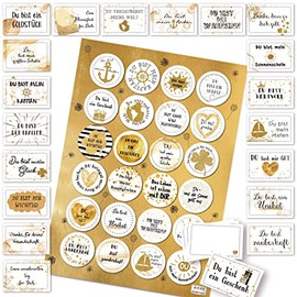 Logbuch-Verlag 20 mini Karten mit Sprüche klein mit Aufkleber Liebe Freundschaft Geschenkaufkleber Geschenk-Set