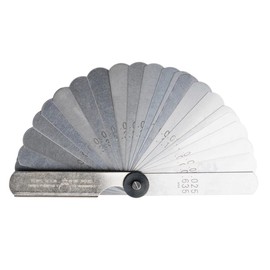 PEC Tools Thickness gage, Leaf Set Tempered Steel Feeler Gauge, 0.0015-0.025'' Straight Blade 1/2" Width Measuring Tool, 26 Blades, Made in USA