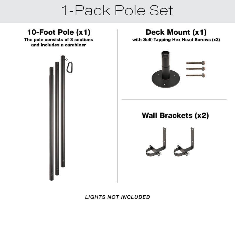 Premium String Light Pole - 1 Pack - Extends to