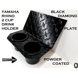 Yamaha Rhino Center Dash 2 Cup Holder Black Powder Coated Aluminum Diamond plate