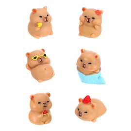 HJZHII 6 Pcs Mini Capybara Figurine, Small Capybara for Dollhouse Miniatures Car Dashboard Mini Resin Animals Fairy Garden Home Birthday Decorations DIY Miniature Animal Desktop Tabletop Craft Decor