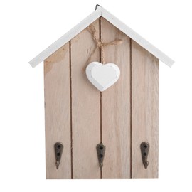 Wall mounted HousE shaped Keys Holder with Three Hanging Hooks Wall Decor