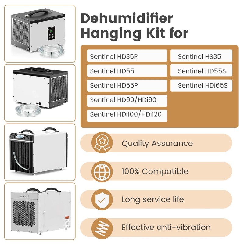 Heavy-Duty Hanging Kit Easily Raises And Lowers Dehumidifier, Helps Reduce