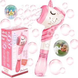 Bubble Machine Wand for Kids Toddlers Age 1 2 3 5 Years Old Birthday Valentines Day Gifts Unique Cute Baby Outdoor Unicorn Bubble Maker Toya Outside Toy Bath Bathtub Blower Game Little Girl Boy Easter