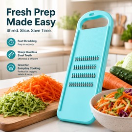Stainless Steel Vegetable Grater & Slicer for Kitchen – Manual Carrot, Potato & Cabbage Cutter with Comfortable Non-Slip Handle for Home Cooking