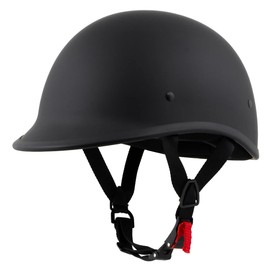 Milwaukee Helmets MPH9750DOT Dot Approved Matte Black 'Polo' Half Motorcycle Face Motorcycle Half Motorcycle Helmet for Men and Women Biker - Medium