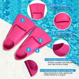 Aletas Cortas De Buceo Antideslizantes Para Hombres Mujeres Rosa roja EU36-38MX3-4.5MX23-24