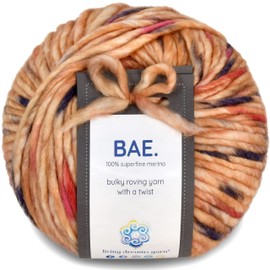 BAE by Living Dreams Yarn. Cuddly, Strong & Super Soft for Next to Skin Winter Knits. 100% Extrafine Merino Bulky Roving Yarn, Honeybun