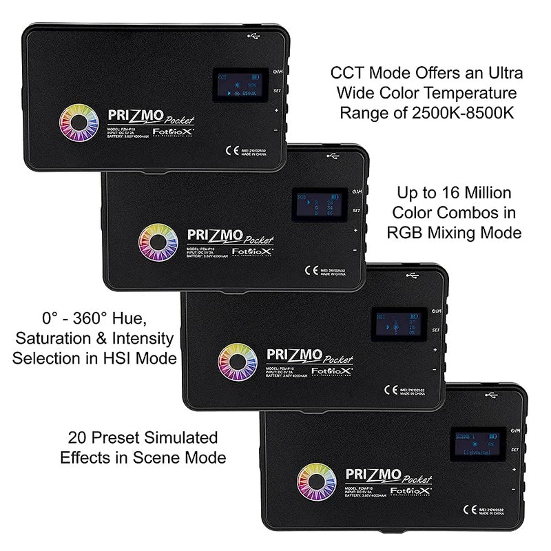 Fotodiox Pro Prizmo Pocket RGBW+T LED Light - Multi Color,