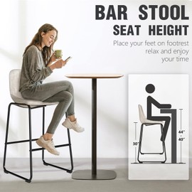 TAVR Furniture Leathaire Fabric Bar Chairs with Back and Footrest Set of 2 Beige Modern Bar Stool Height for Pub Coffee Home Dinning Kitchen