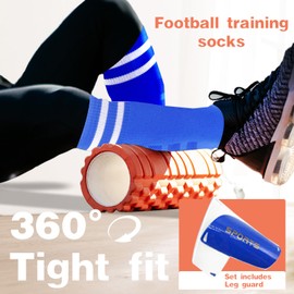 renFIL Shin Guards Soccer Kids with Soccer Socks Kids,Soccer Shin Pads for 6-15 Years Old Boys and Girls for Football Games Shin Pads Soccer Kids Reduce Shocks and Injuries (Blue)