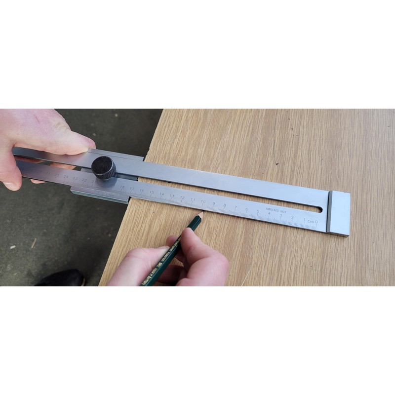 WRS Precision Marking Gauge, Matte Chrome-Plated, Lasered Scale, mm Graduation,