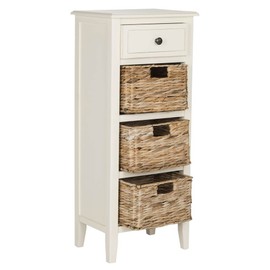 Safavieh American Homes Collection Michaela Side Table, 15" x 11.8" x 35.8", Distressed White