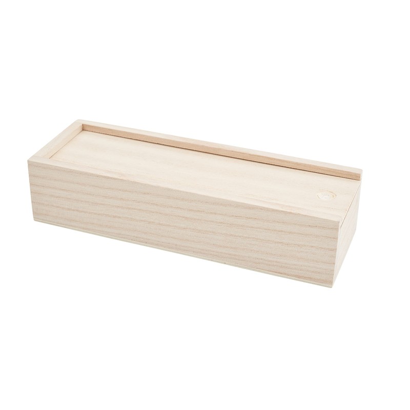 VBS Pencil Box with Sliding Lid Raw Wood
