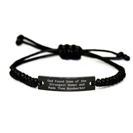 Woodworker Rope Bracelt for Her: Funny Strong Woman Quote Birthday Unique Gift from Women to Woodworker Friend, Adjustable Rope Charm