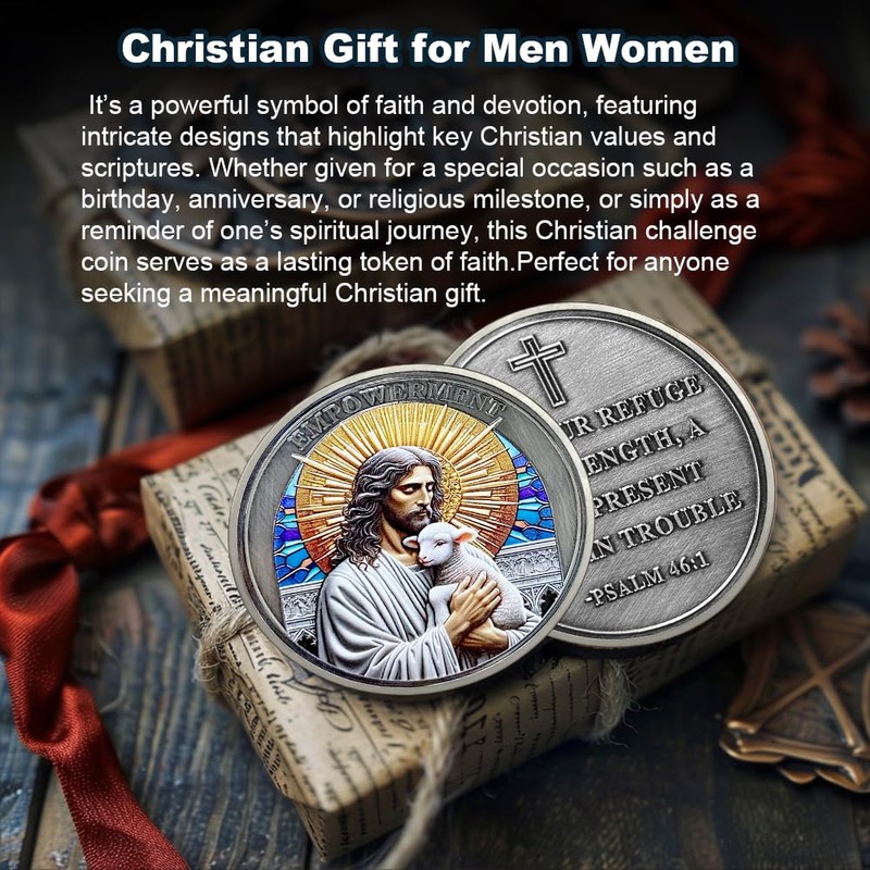 RYUKENLM Jesus Christian Challenge Coin-Empowerment Religious Token - Psalm 46:1